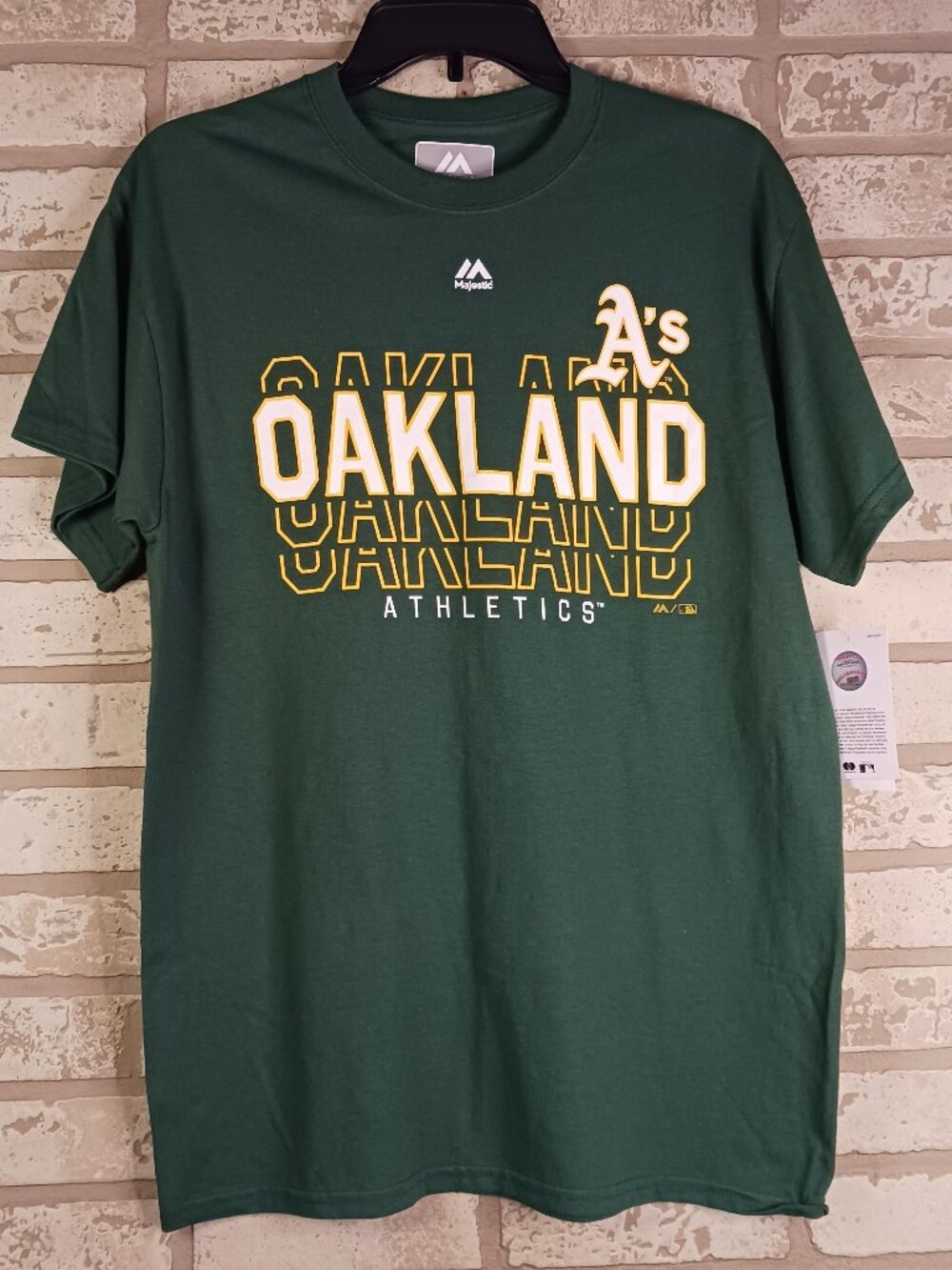 Majestic Oakland A's Athletics Mens T Shirt Size M Green MLB 100% Cotton